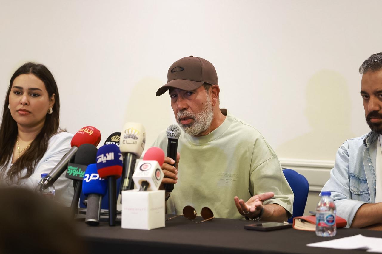 مؤتمر صحفي لفريق مسرحية "أم كلثوم" قبيل عرضها في "جرش